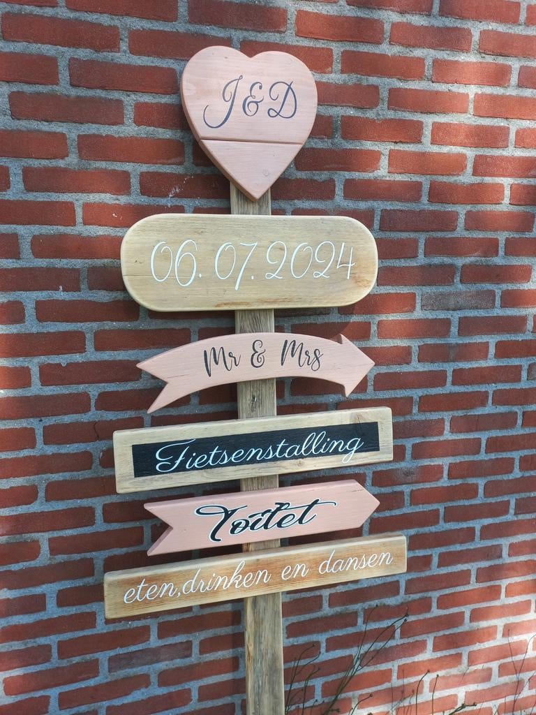 Wegwijzers bruiloft Huwelijk Trouwen verloving feestjes, Kinderen en Baby's, Kraamcadeaus en Geboorteborden, Ophalen of Verzenden