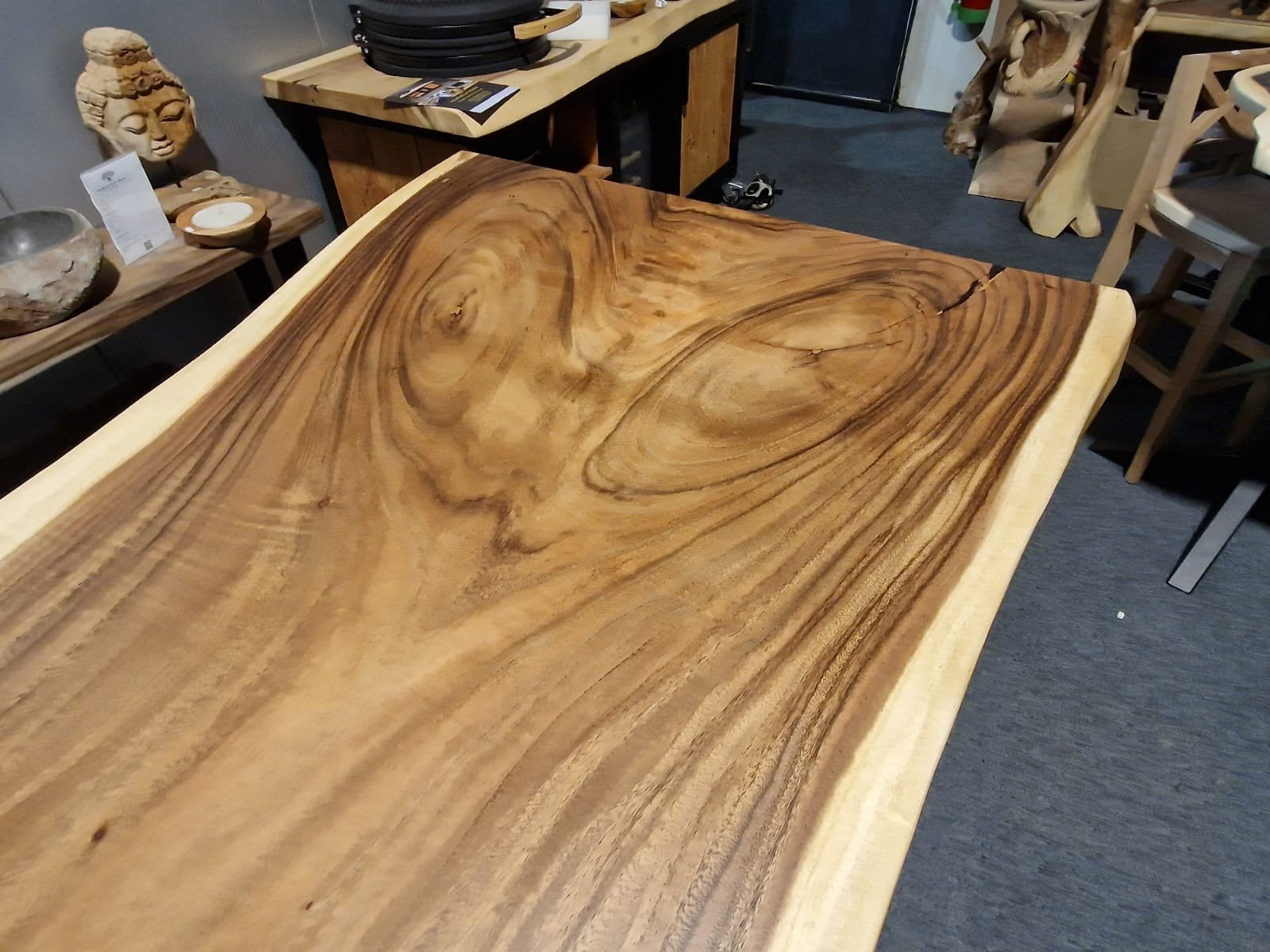 Prachtige bartafel/statafel suarhout boomstam blad. 220cm, Industrieel suar interieur, Info@industrieel-suar-interieur.nl, Nieuw