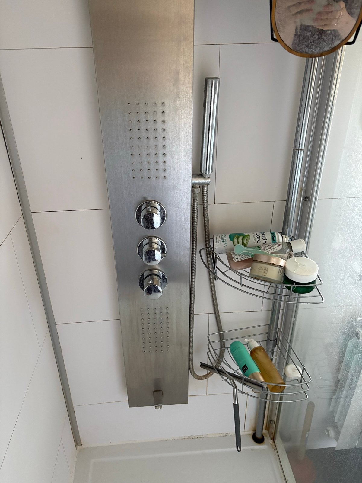 Modern RVS Douchepaneel met regendouche, Minder dan 50 cm, Gebruikt, Overige typen, Ophalen of Verzenden