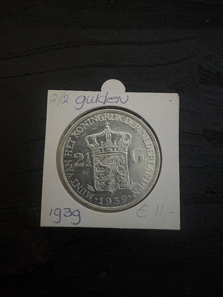 Zilveren Rijksdaalder Wilhelmina 1939 (2 1/2 Gulden), Zilver, Ophalen of Verzenden, Koningin Wilhelmina, Losse munt