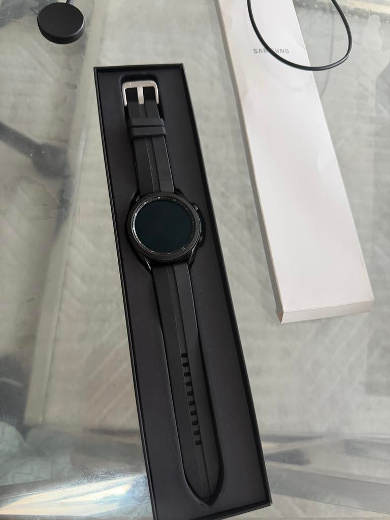 Samsung Galaxy Watch 3 45mm - ZGAN, bellen, WhatsApp, WiFi, Zwart, Ophalen of Verzenden, Zo goed als nieuw, GPS