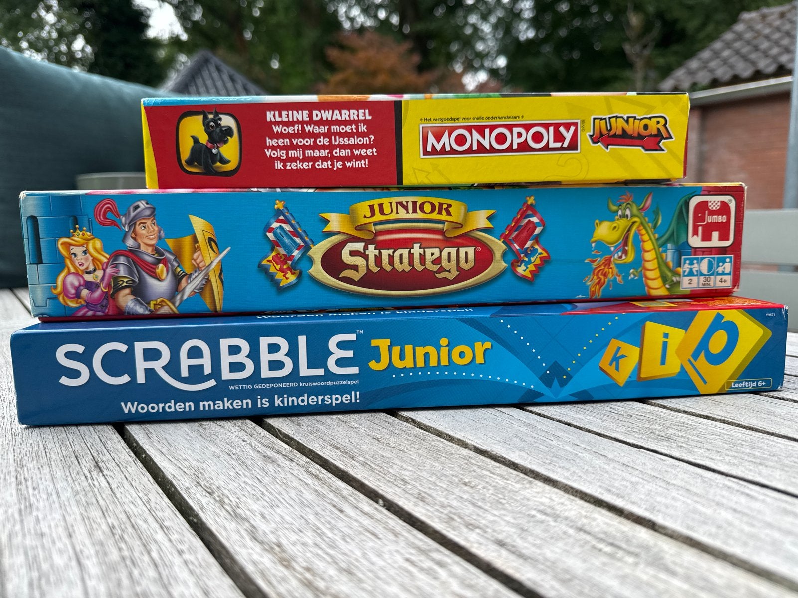 Junior bordspellen: Monopoly, Stratego, Scrabble, Drie of vier spelers, Ophalen, Gebruikt