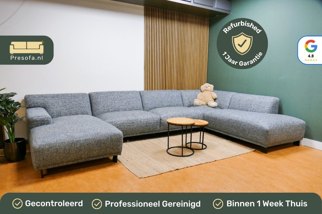 Grote U Bank Denim Blauw Leski [Refurbished], Huis en Inrichting, Banken | Bankstellen, -, -, Hoekbank, 300 cm of meer