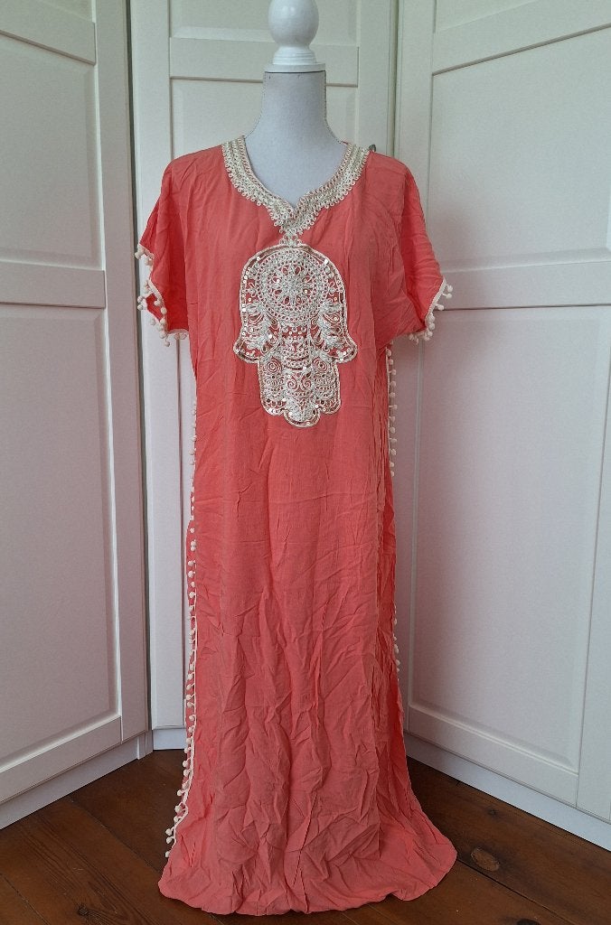 JimStyle koraal hippie ibiza kaftan jurk XXL (valt als XL), Jim Style, Maat 46/48 (XL) of groter, Ophalen of Verzenden, Roze