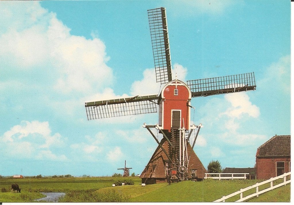 Wipmolen te Oude Wetering - Oude Ansichtkaart, Ophalen of Verzenden, 1960 tot 1980, Ongelopen, Zuid-Holland