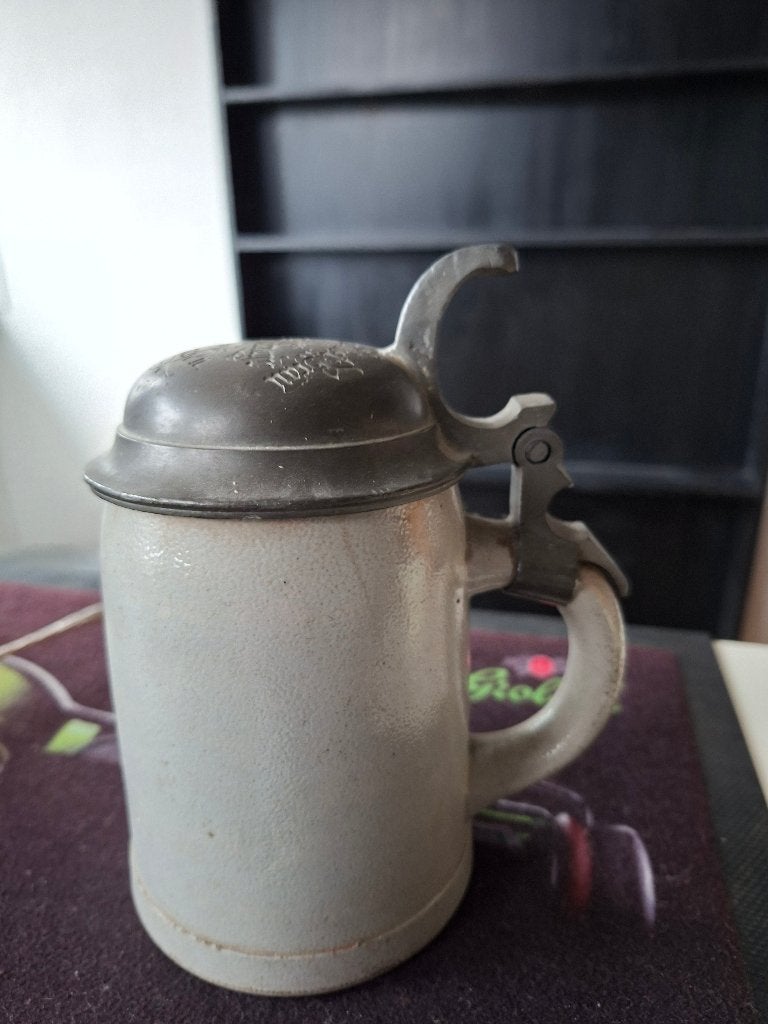 Antieke keulse pot bierpul met tinnen deksel, Antiek en Kunst, Antiek | Keramiek en Aardewerk, Ophalen of Verzenden