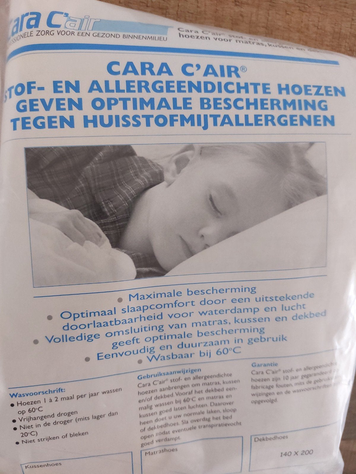 Cara C'air Anti-huisstofmijt Dekbedhoes 140x200, Huis en Inrichting, Slaapkamer | Beddengoed, Anti-allergisch, Wit, Dekbedovertrek