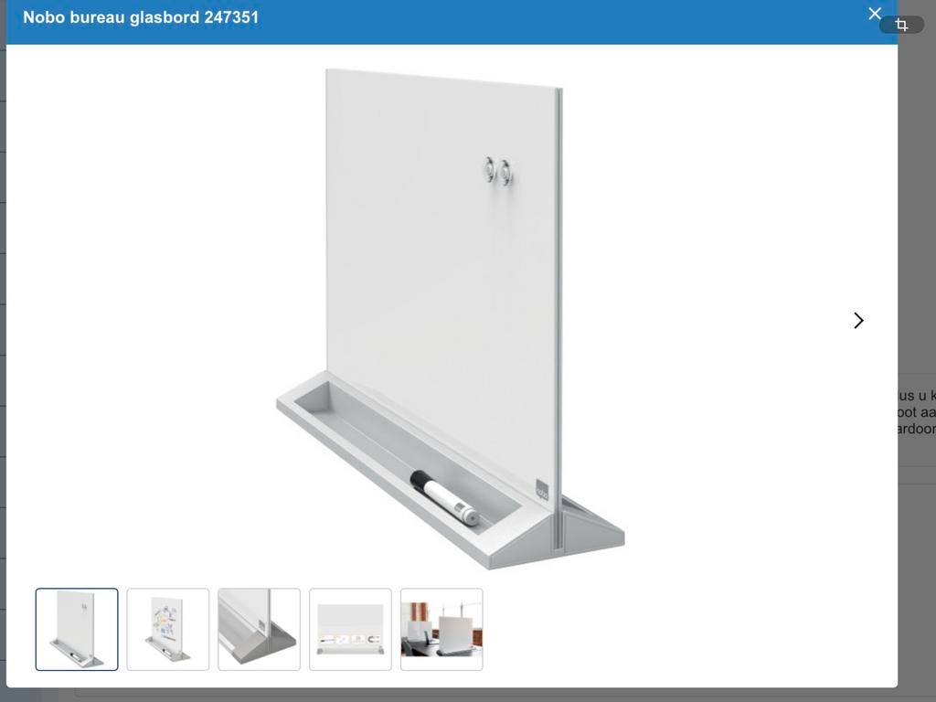 Staand whiteboard/notitiebord van glas voor op bureau/tafel, Ophalen, Zo goed als nieuw
