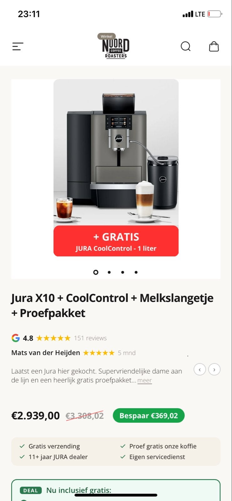 Jura X10 + CoolControl + Melkslangetje + Proefpakket