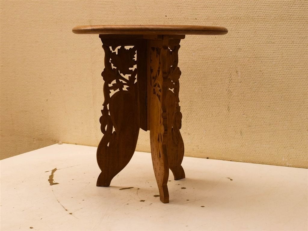 Houten plantentafeltje 51272, Gebruikt, Rond, Ophalen of Verzenden, Aardewerk