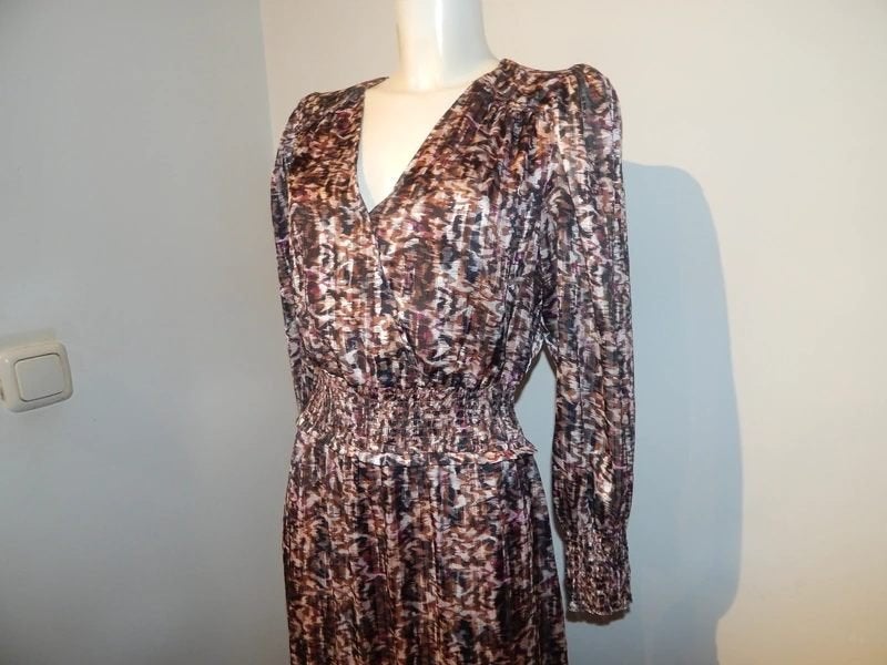 Dante 6 lange jurk goud draad in print elastische taille 2/M, Gedragen, Onder de knie, Maat 38/40 (M), Dante 6