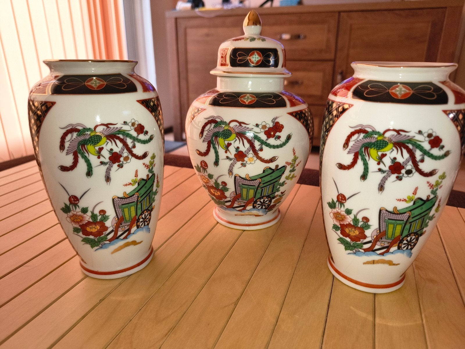 Set van 2 Imari Japanse vazen en gemberpot, Ophalen of Verzenden