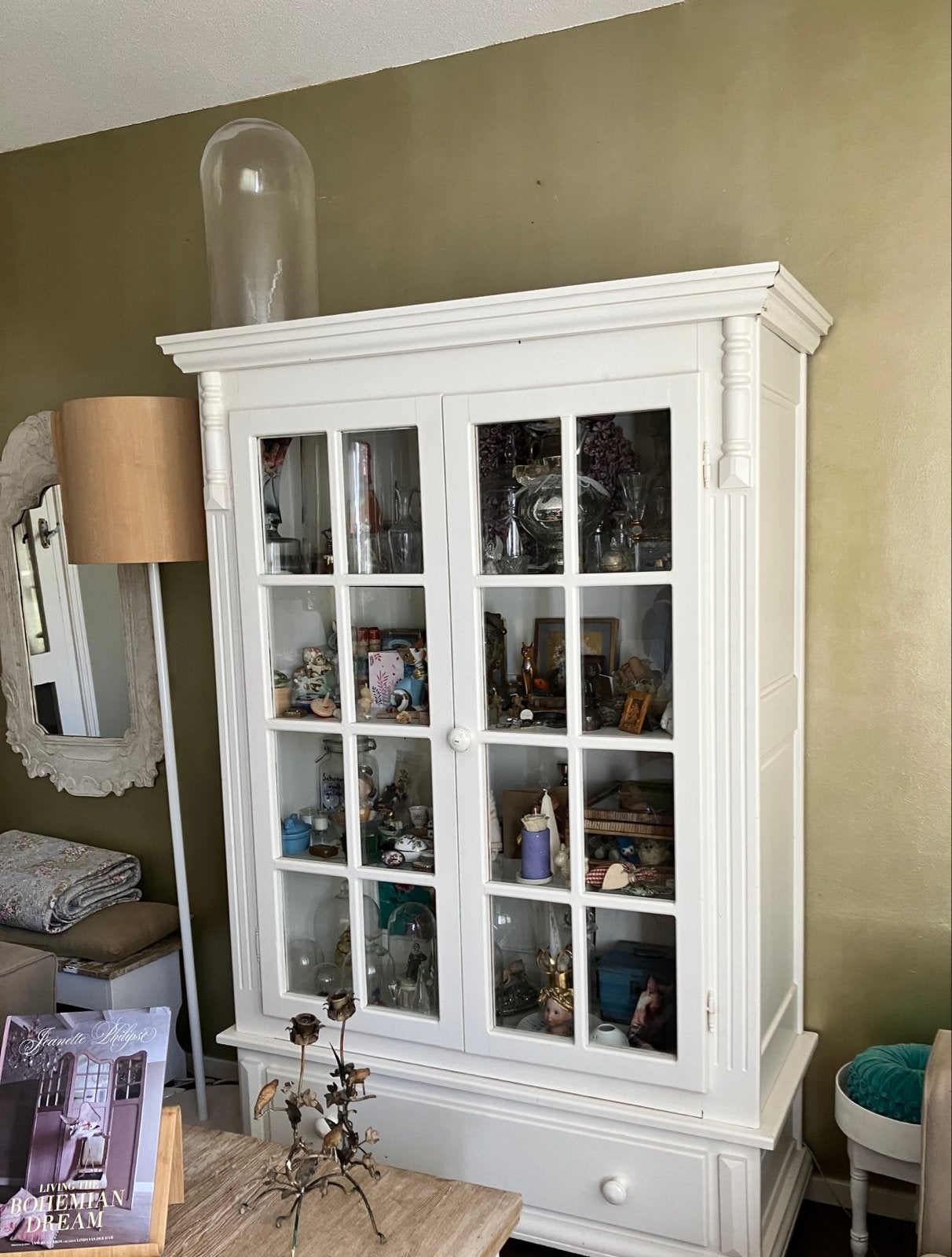 Landelijke vitrine kast op maat gemaakt, Ophalen, Met plank(en), Gebruikt, 100 tot 150 cm