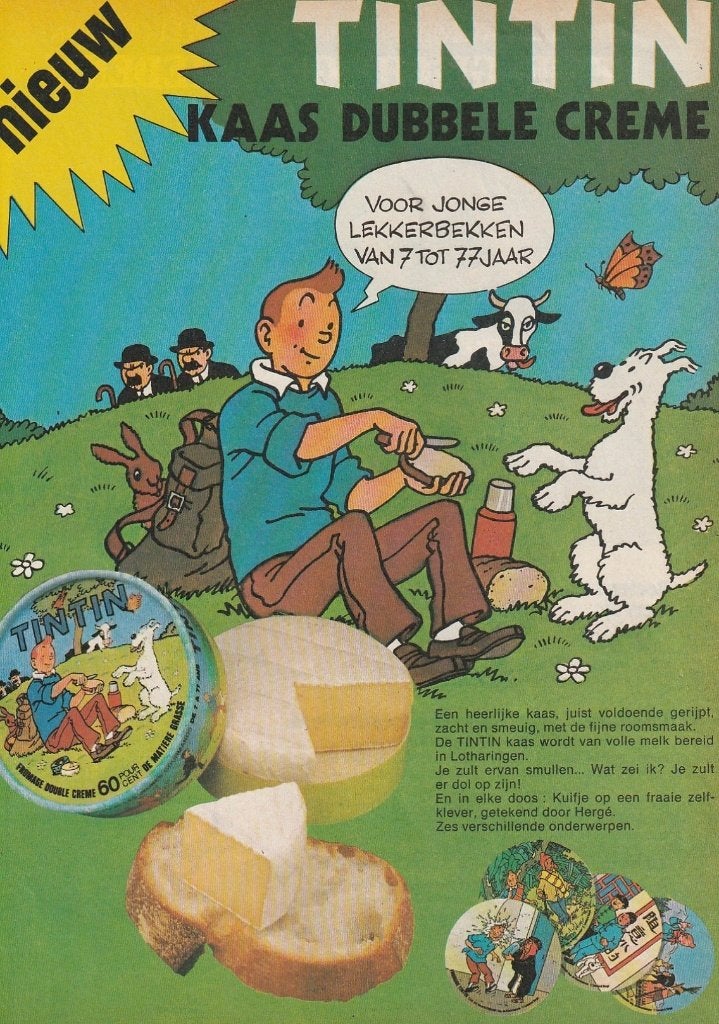Retro reclame 1978 Tintin Kuifje kaas voor lekkerbekken, Verzenden, Overige typen