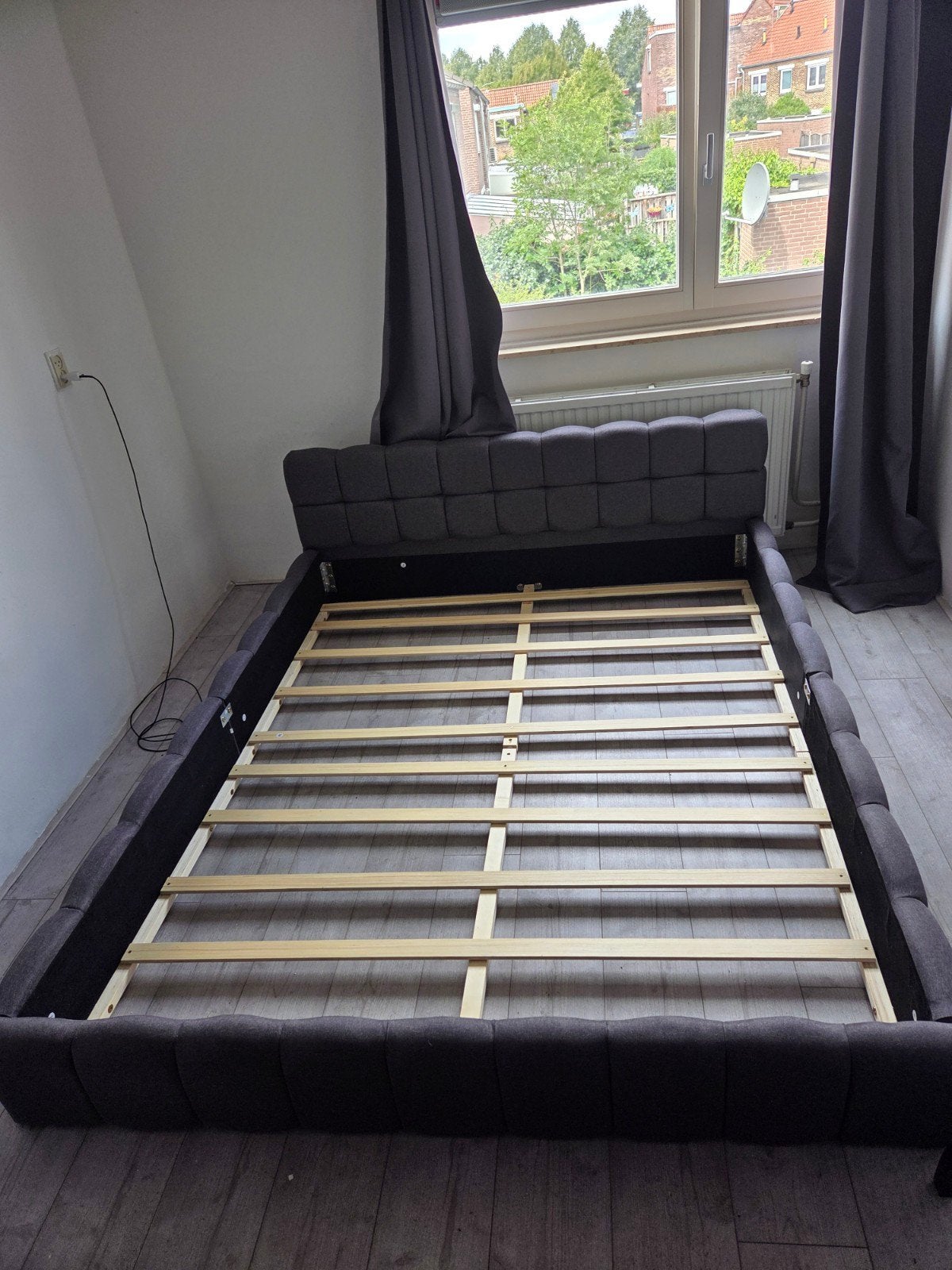Bed 160x200 NIEUW, Ophalen, 200 cm, Grijs, 160 cm