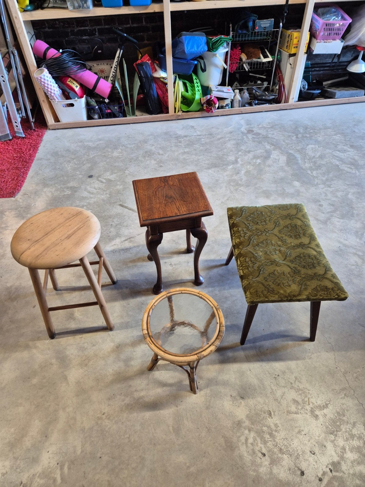 3 krukjes /voetenbankje  met glazen plaat is verkocht, 1 kruk, Ophalen, Hout, 60 tot 90 cm