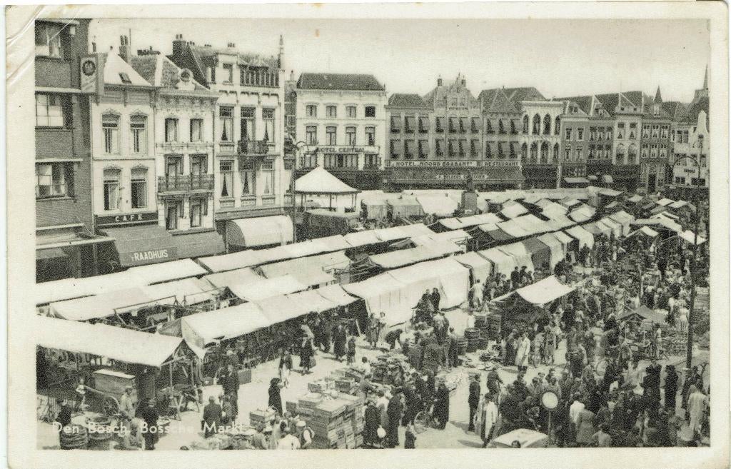 Den Bosch – Bossche Markt. Gelopen Maastricht 1958., Ophalen of Verzenden, 1940 tot 1960, Gelopen, Noord-Brabant