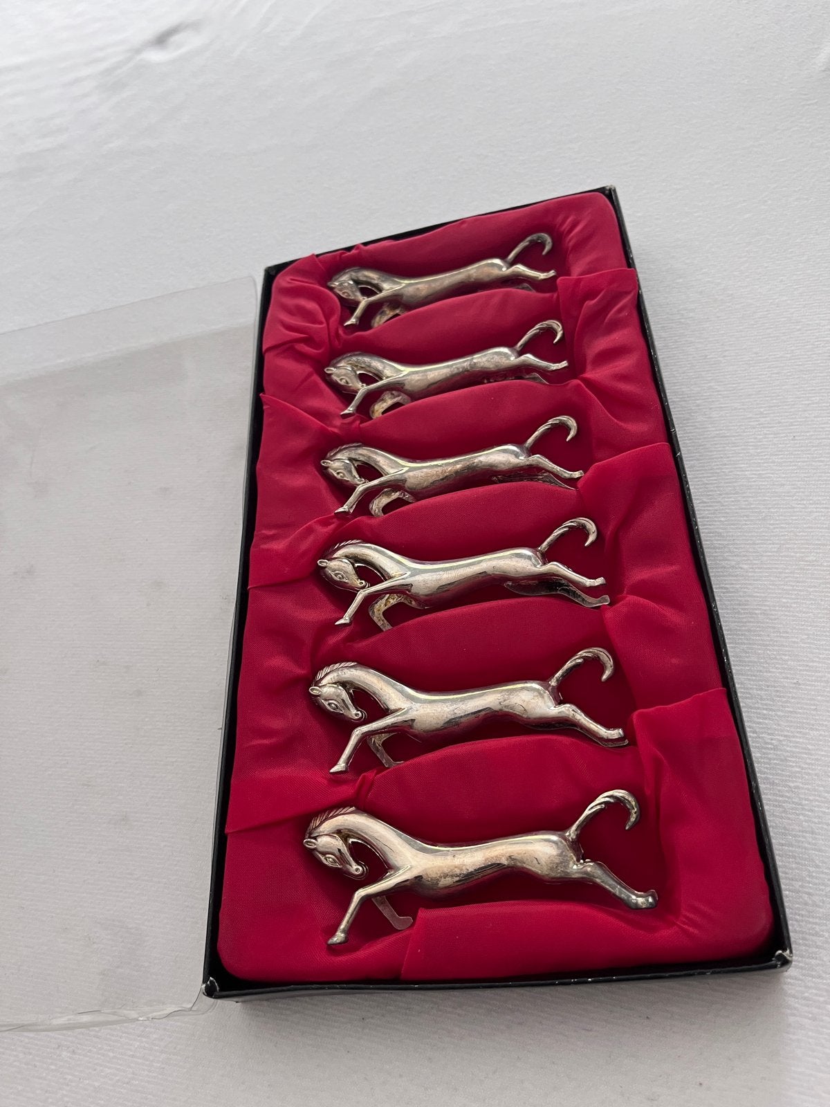 Vintage set van 6 verzilverde paarden messenleggers, Verzenden