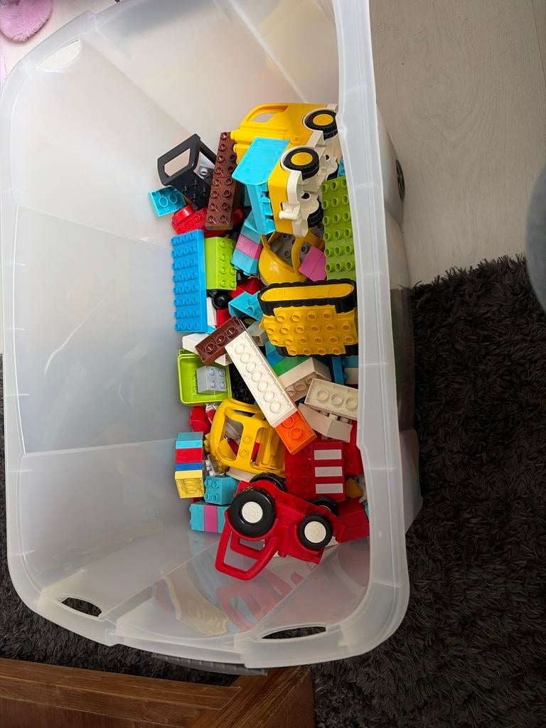 Grote bak vol Duplo - diverse stenen en voertuigen, Kinderen en Baby's, Speelgoed | Duplo en Lego, Ophalen of Verzenden, Gebruikt