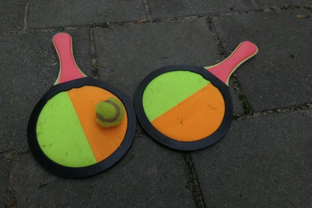 Set strandrackets met bal, Ophalen of Verzenden, Gebruikt