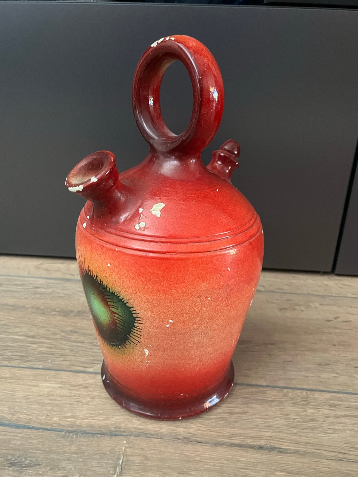 Vintage Spaanse Waterkruik - Rode Terracotta met Decoratie, Ophalen of Verzenden
