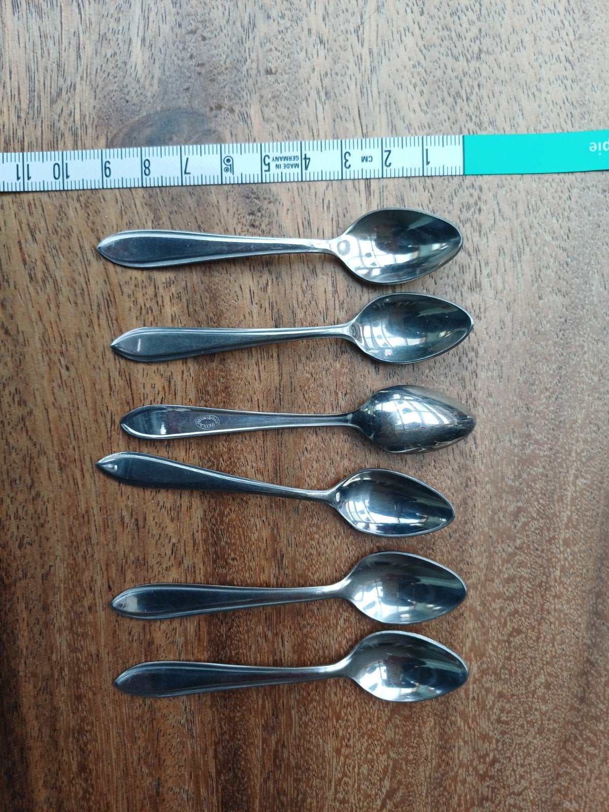 Inoxa vintage lepeltjes, 6 stuks, jaren '50 - '60, Ophalen of Verzenden