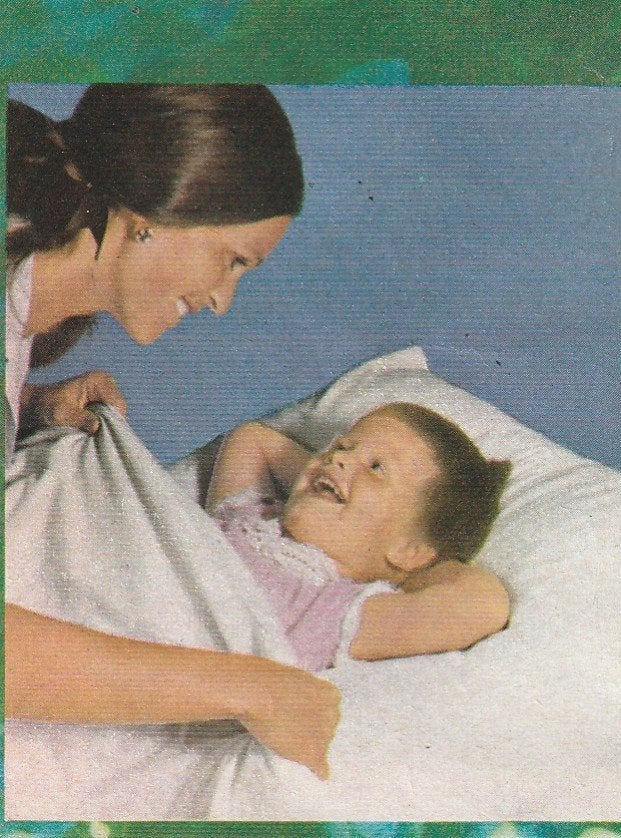 Retro reclame 1968 Witte Reus wasmiddel jongetje in bed, Verzenden, Overige typen