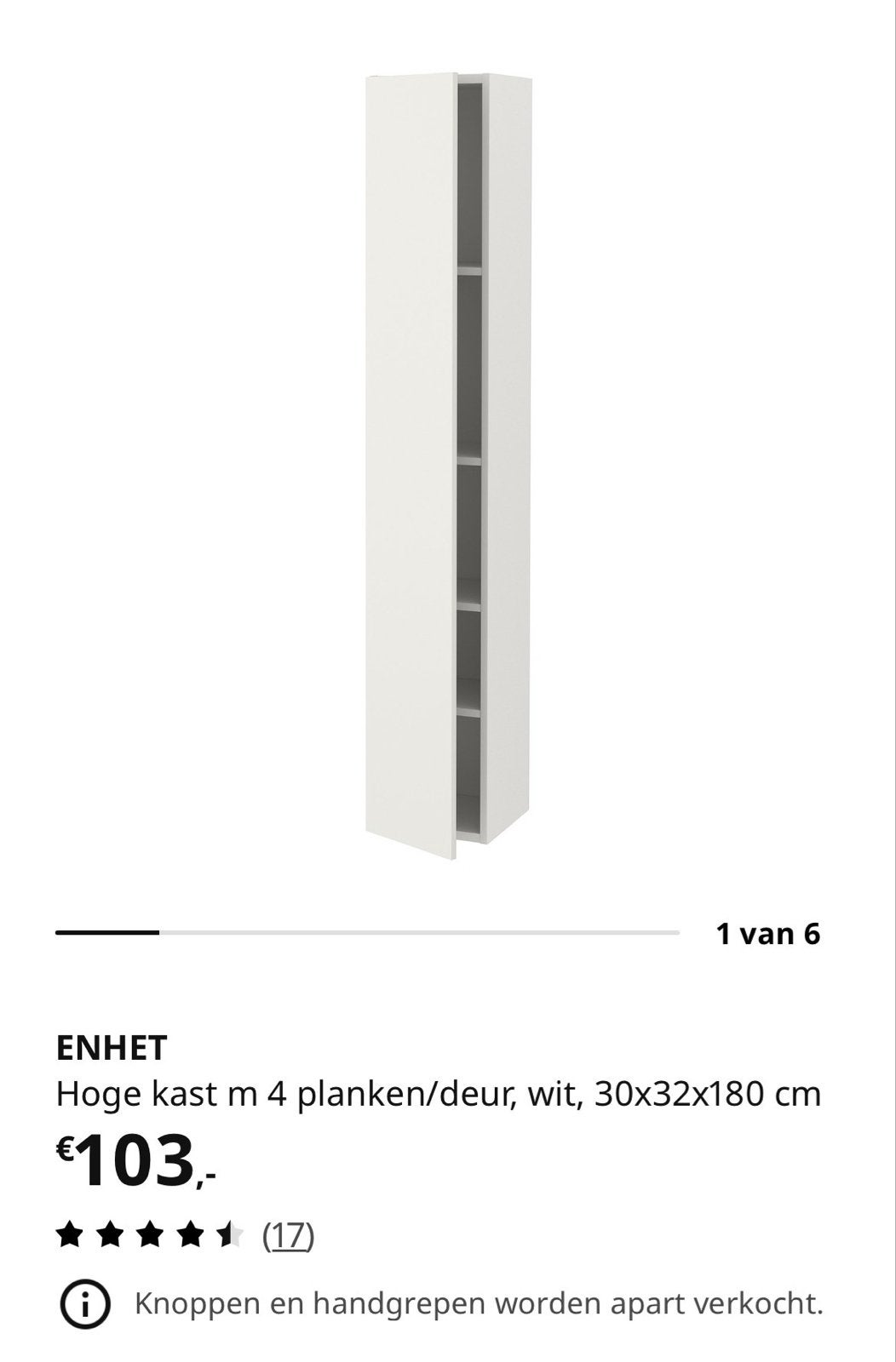 IKEA Badkamerkast ENHET eikenpatroon 30x30x180cm z.g.a.n., Ophalen, (Half)hoge kast, Minder dan 50 cm, Zo goed als nieuw