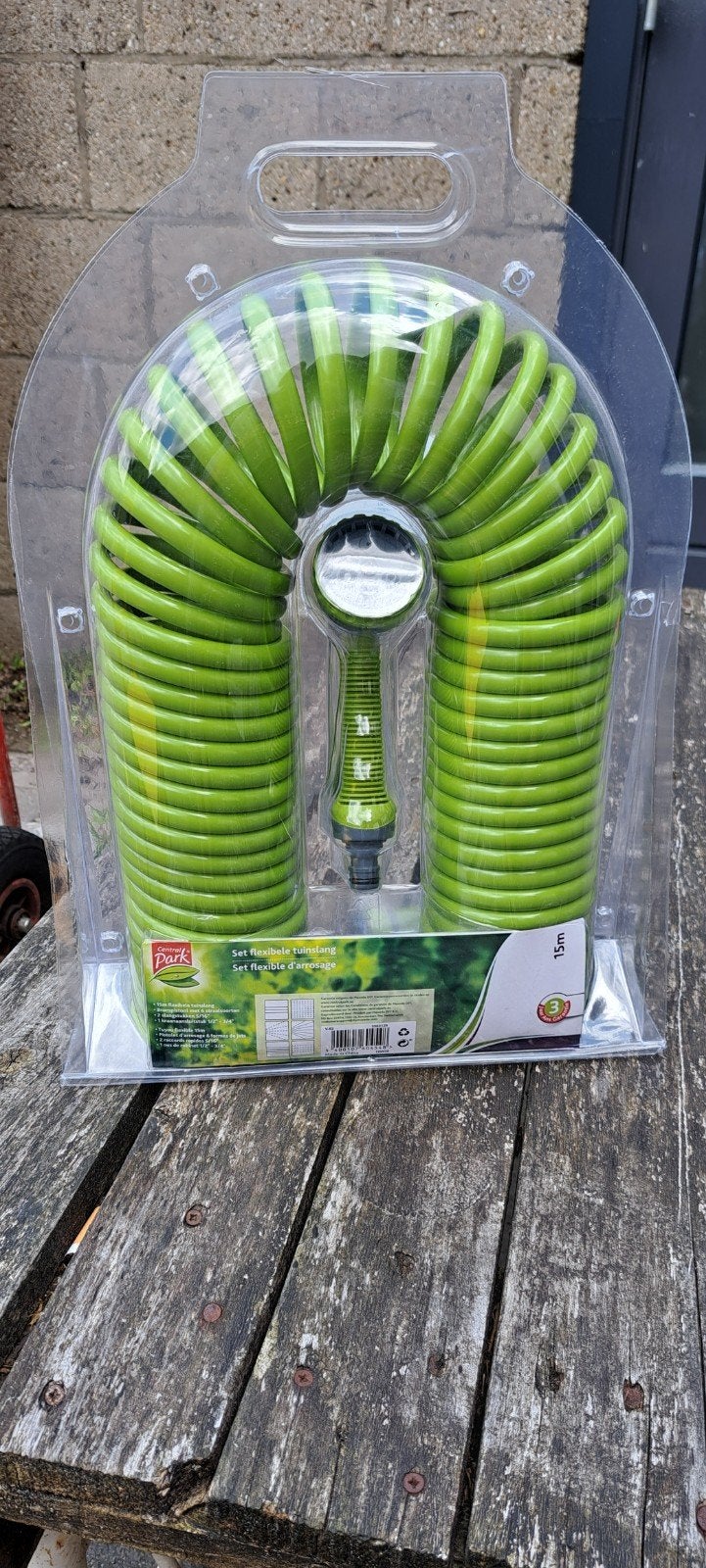 Nieuwe Park Tuinslang - 15m spiraalslang met spuitpistool, Tuin en Terras, Tuinslangen, Nieuw, Tuinslang, Ophalen of Verzenden