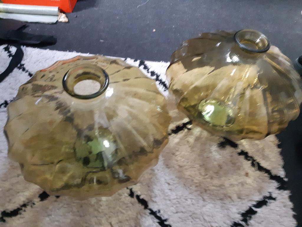 2 glazen bolvazen, Huis en Inrichting, Woonaccessoires | Vazen, Ophalen, Geel, Nieuw, Glas