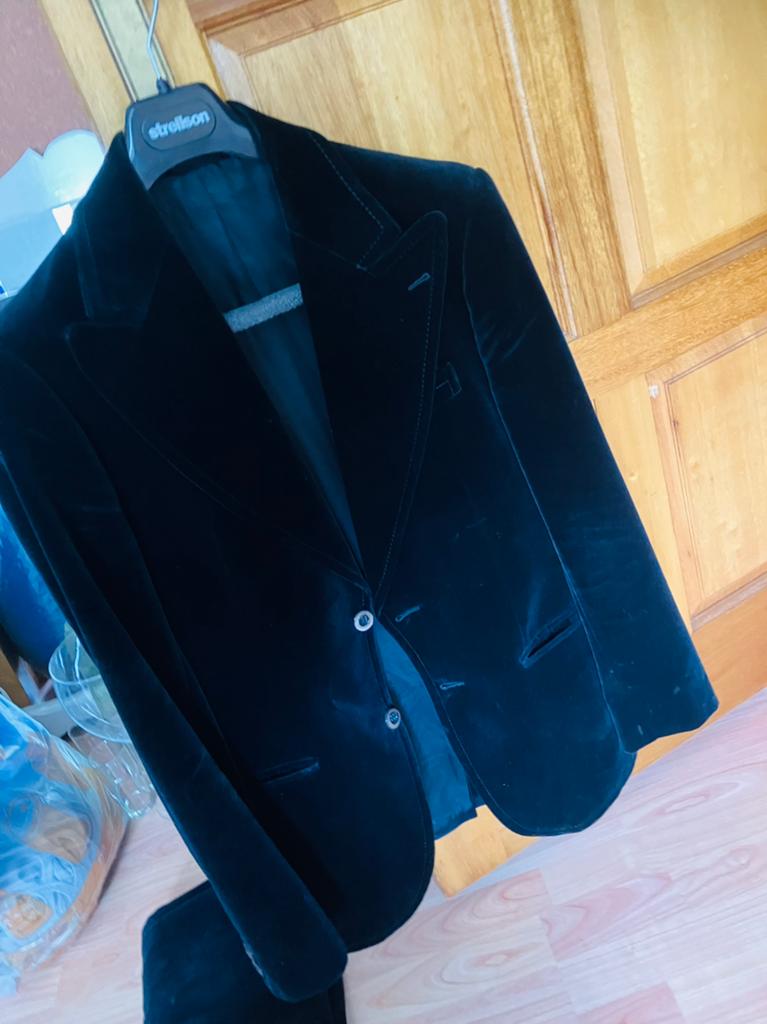 Vintage velours colbert zwart, Ophalen of Verzenden, Zo goed als nieuw, Maat 48/50 (M), Zwart