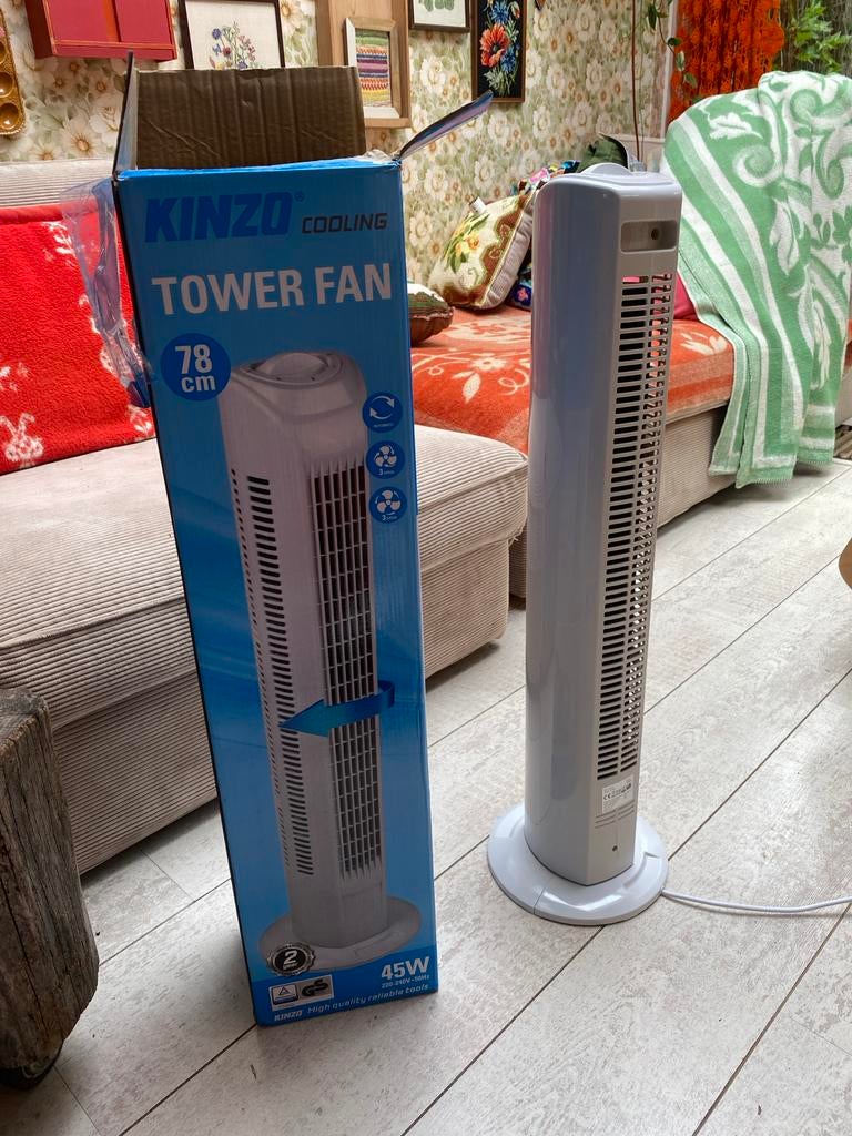 Kinzo Torenventilator 78 cm - Krachtige Koeling, Witgoed en Apparatuur, Ophalen, Zo goed als nieuw, Torenventilator