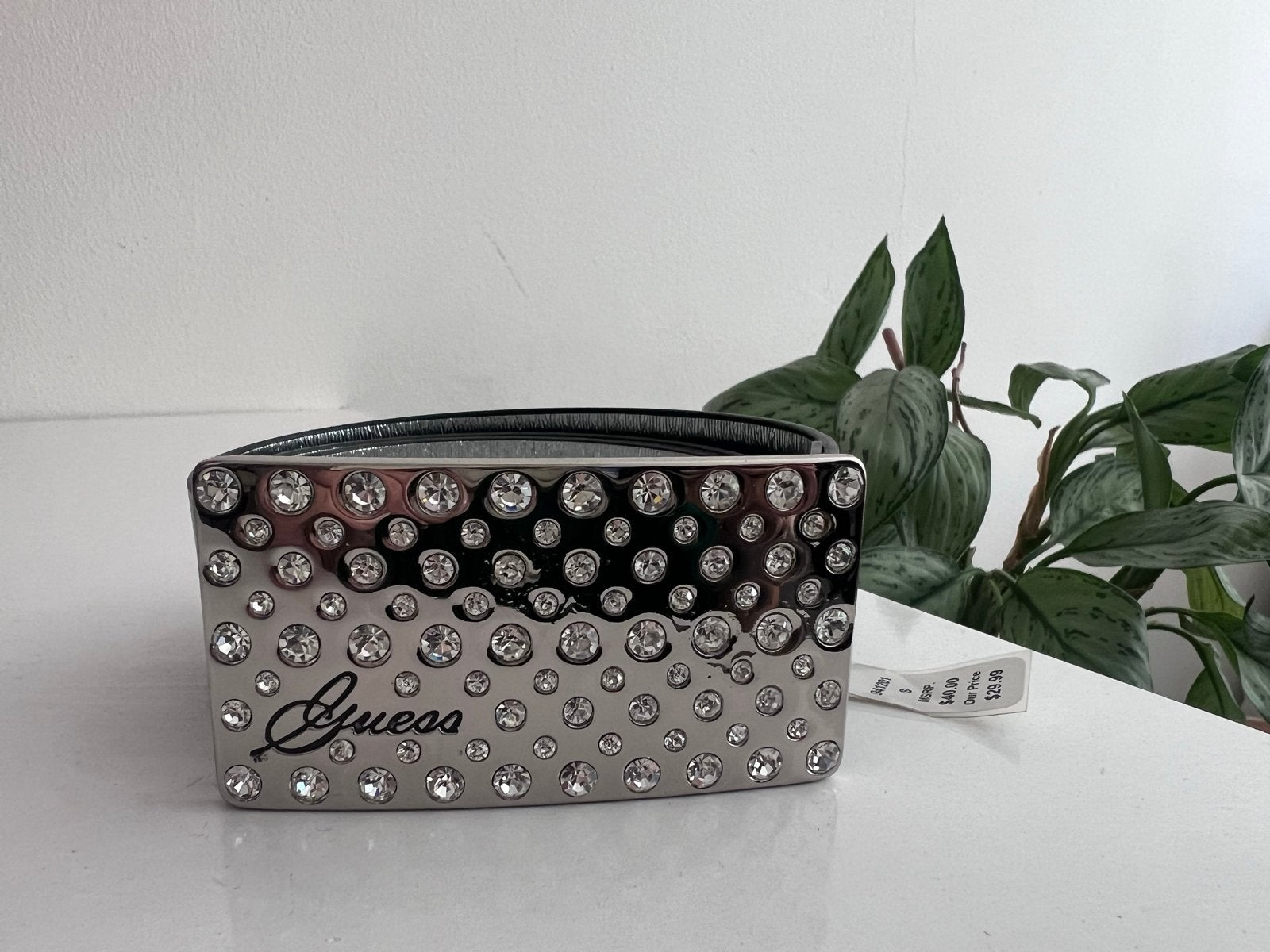 Guess Riem met Strass Gesp - Zwart, Kleding | Dames, Riemen en Ceinturen, Ophalen, 3 tot 5 cm, Zwart, 90 tot 100 cm