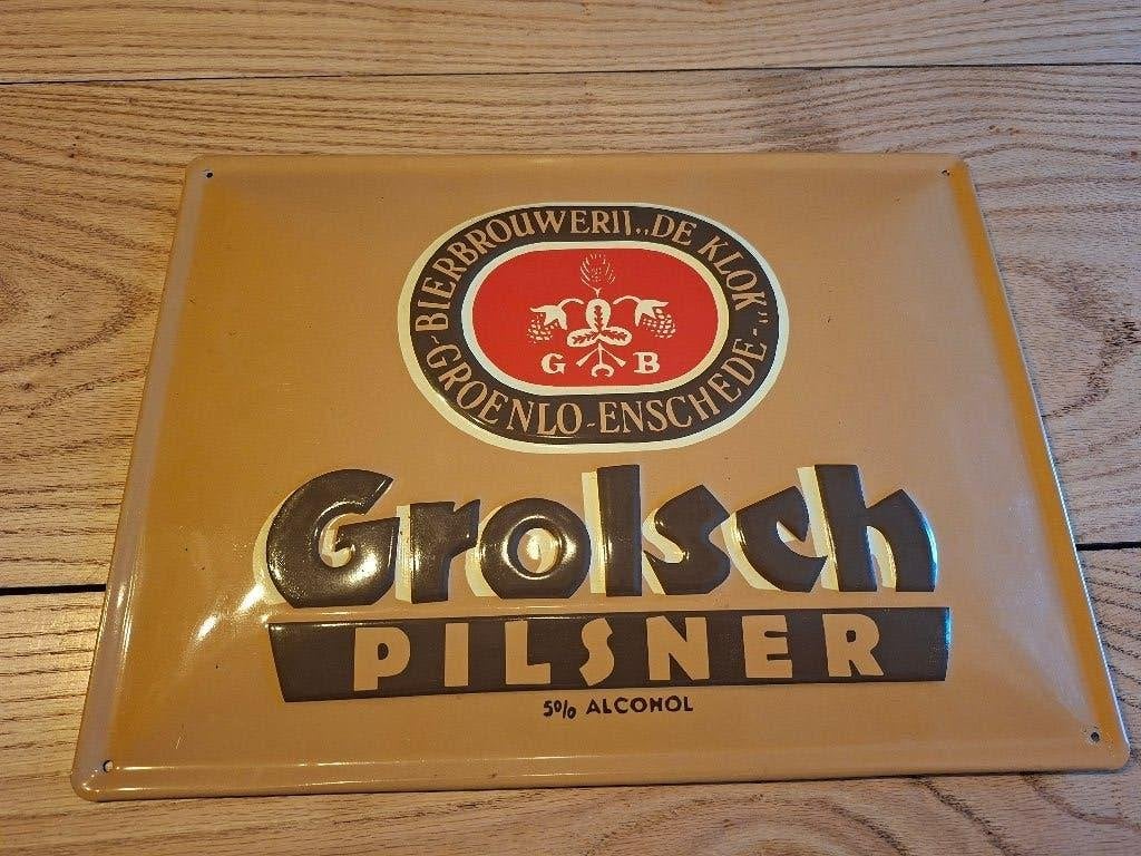 Grolsch Pilsner Reclamebord - Bierbrouwerij De Klok, Ophalen of Verzenden, Gebruikt, Reclamebord
