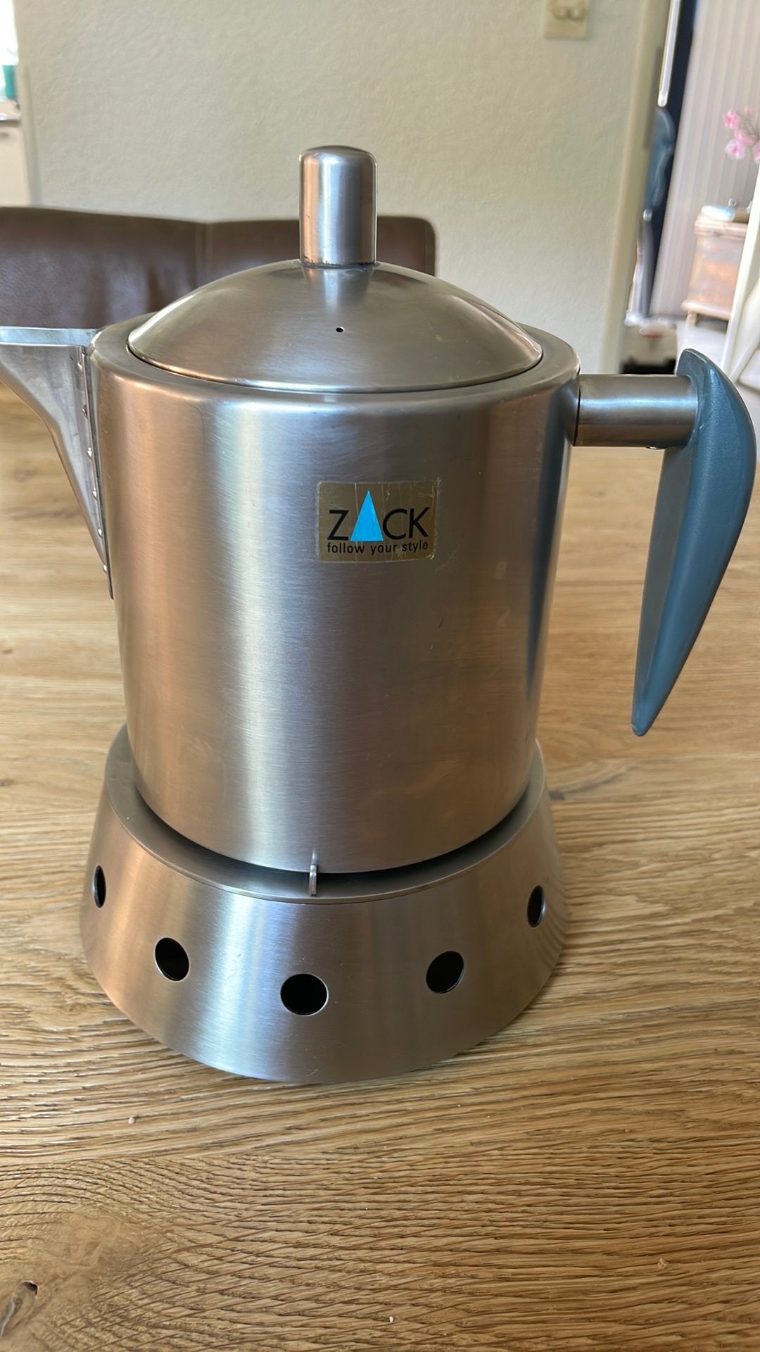 ZACK rvs theepot met theelicht., Huis en Inrichting, Keuken | Servies, Zo goed als nieuw, Overige typen, Overige stijlen, Overige materialen