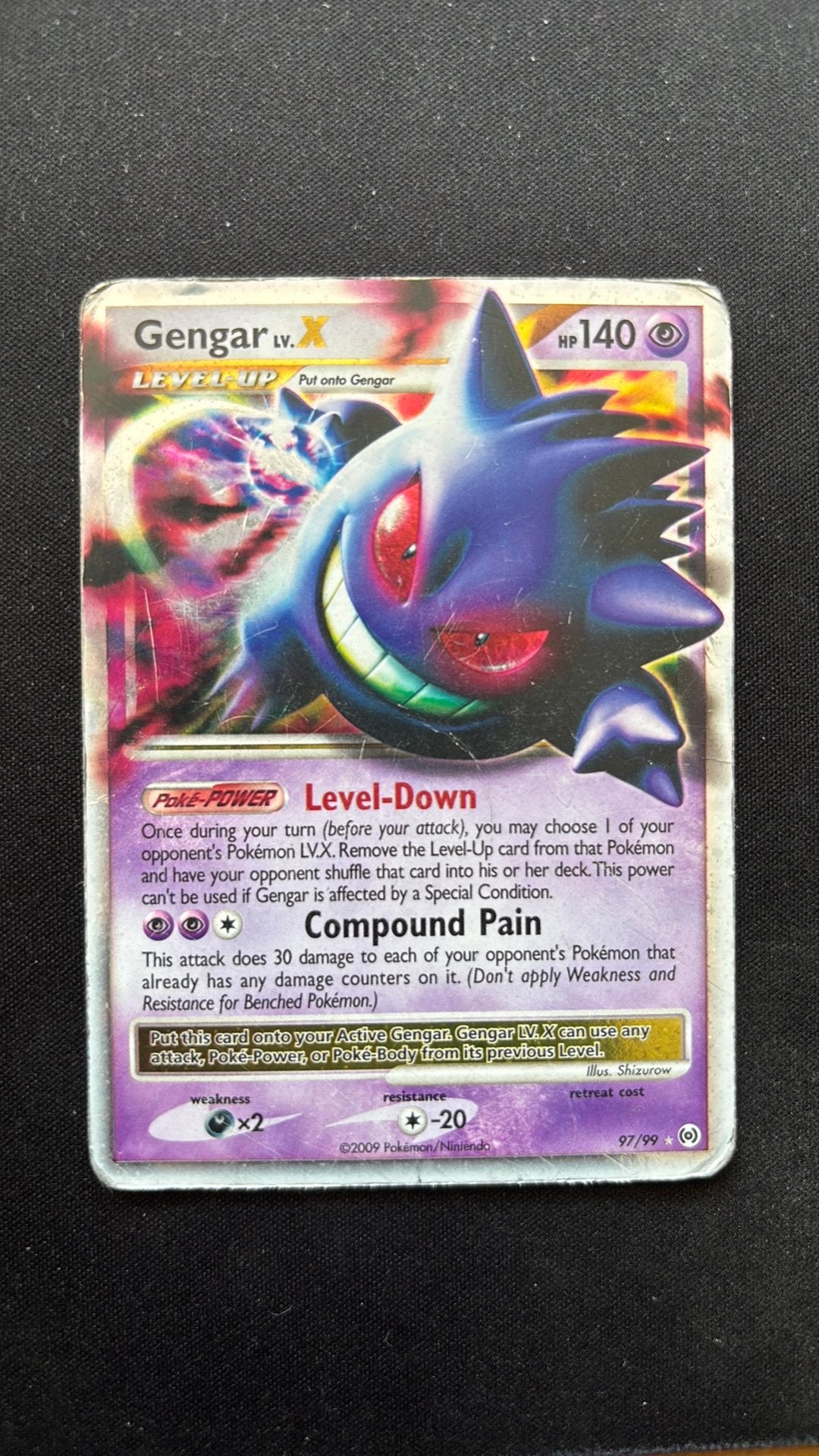 Pokémon Gengar LV.X 97/99, Hobby en Vrije tijd, Ophalen of Verzenden, Zo goed als nieuw