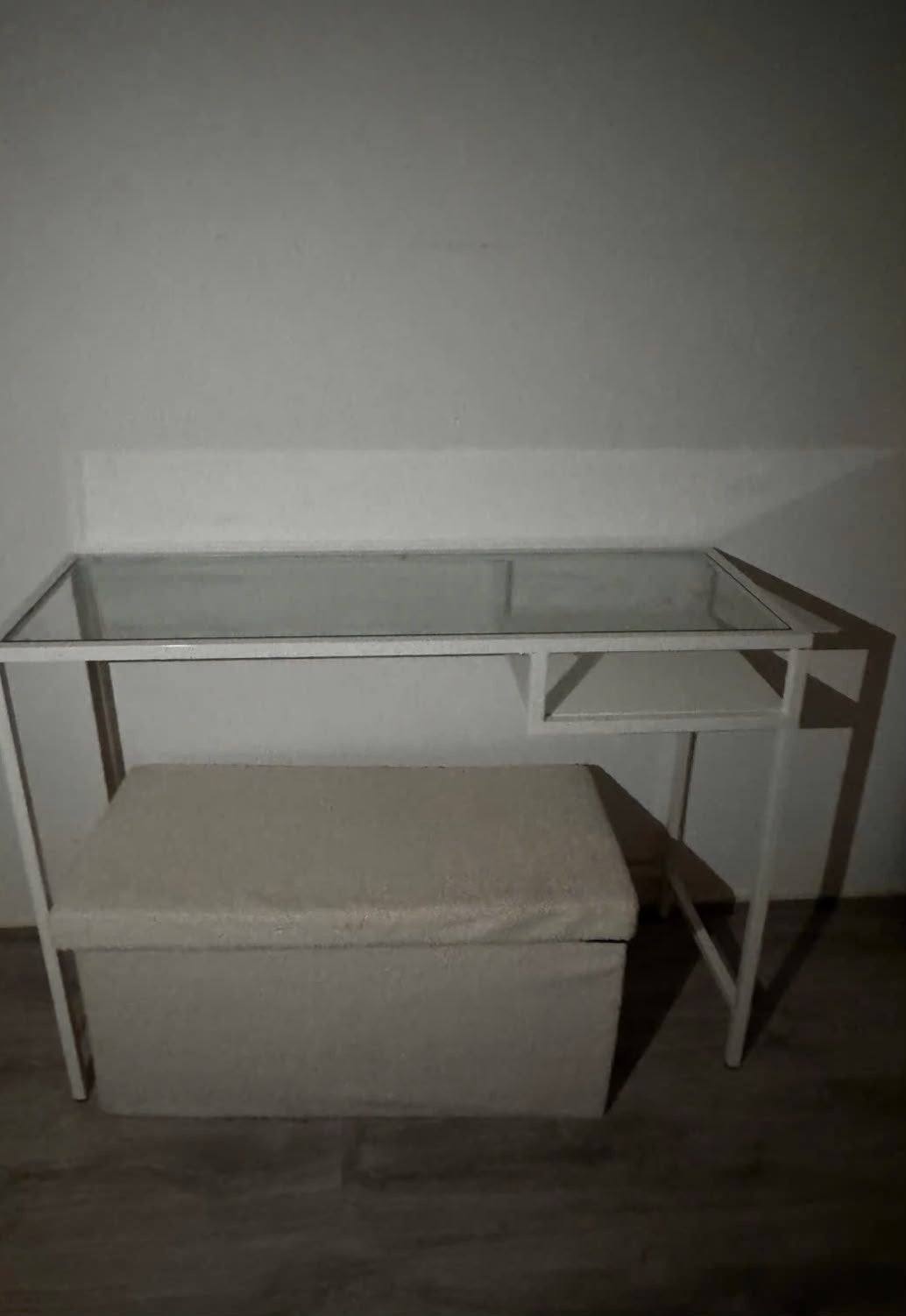Witte kaptafel met poef, Ophalen, 50 tot 100 cm, Rond, Zo goed als nieuw