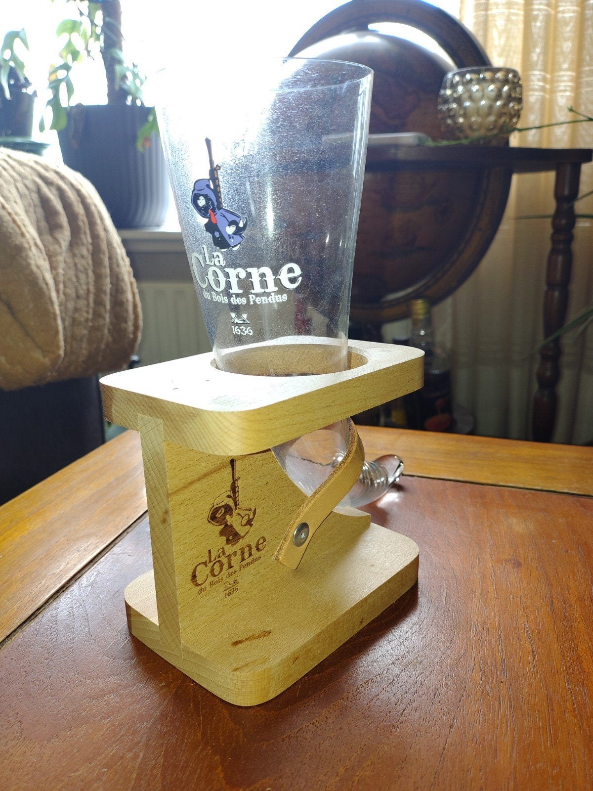 La Corne Bierglas met Houten Houder - Uniek Design, Ophalen of Verzenden