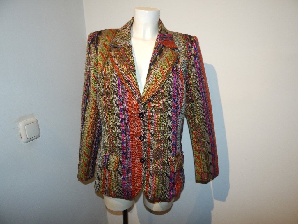 Bazar Christian Lacroix mooie wollen blazer multi color IT44, Maat 38/40 (M), Zo goed als nieuw, Jasje, Christian lacroix