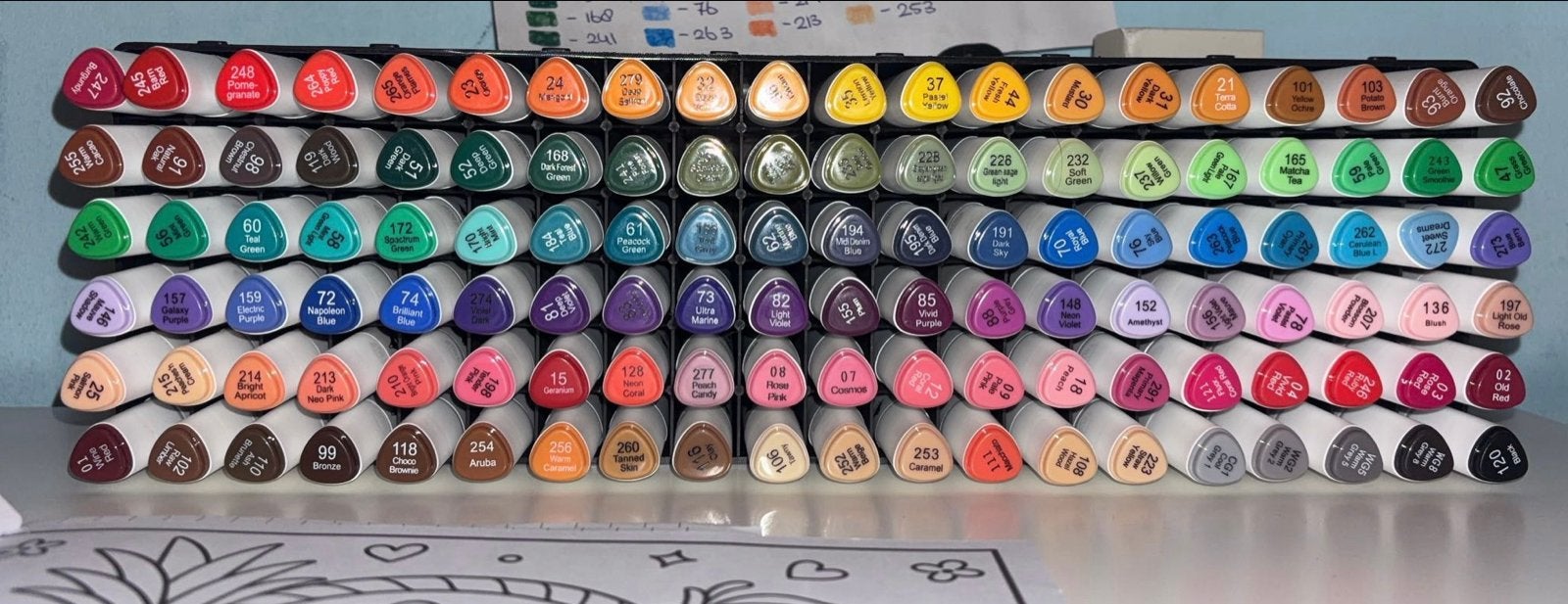 Grote set watermarkers (120 stuks) met houder, Hobby en Vrije tijd, Tekenen, Ophalen of Verzenden, Zo goed als nieuw, Potlood of Stift