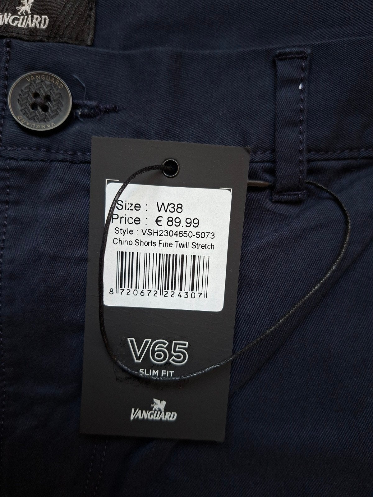 VANGUARD V65 chino short W38, Maat 52/54 (L), Blauw, Nieuw, Ophalen of Verzenden