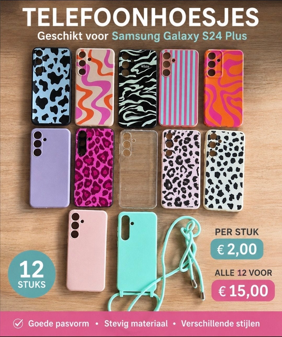 Telefoonhoesjes Samsung Galaxy S24 Plus - Diverse Stijlen, Ophalen of Verzenden, Zo goed als nieuw, Overige modellen, Frontje of Cover