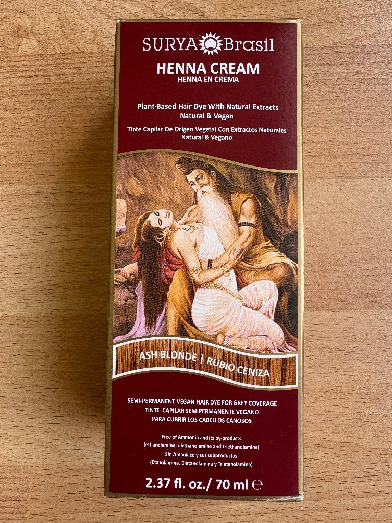Henna Cream haarverf Asblond (mediumblond) Surya Brasil, Ophalen of Verzenden, Nieuw, Overige typen