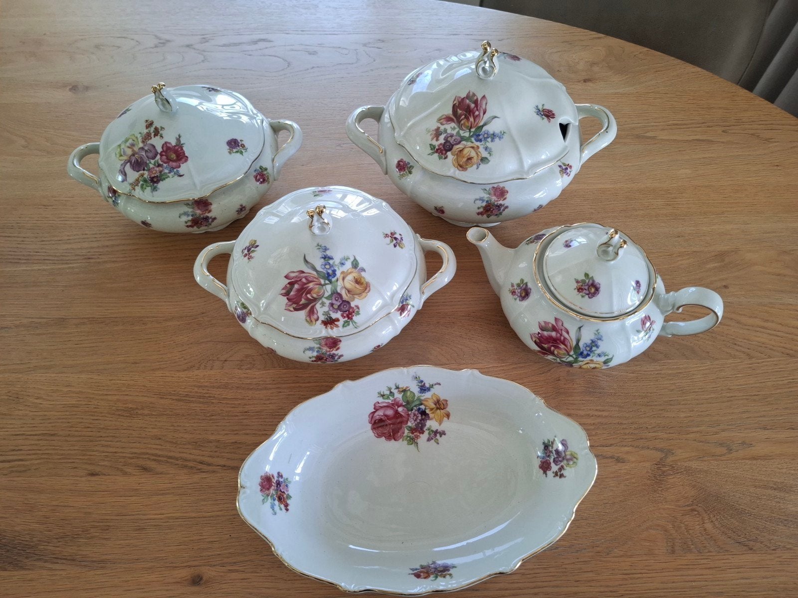Vintage bloemenservies van Bavaria made in US-zone, Antiek en Kunst, Ophalen