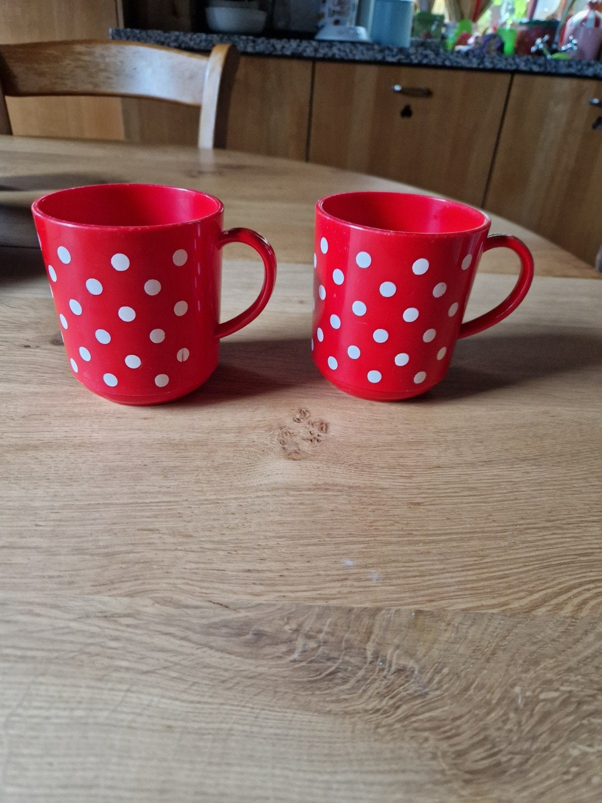 VROLIJKE BEKERS 🍄 ROOD MET WITTE STIPPEN POLKADOT 2x, Ophalen of Verzenden