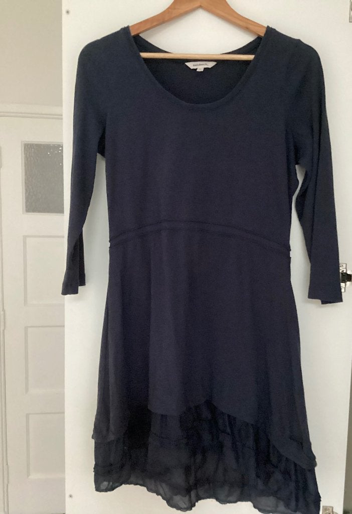 Sandwich jurk met leuke onderkant maat L nog heel netjes, Maat 38/40 (M), Blauw, Ophalen of Verzenden, Zo goed als nieuw