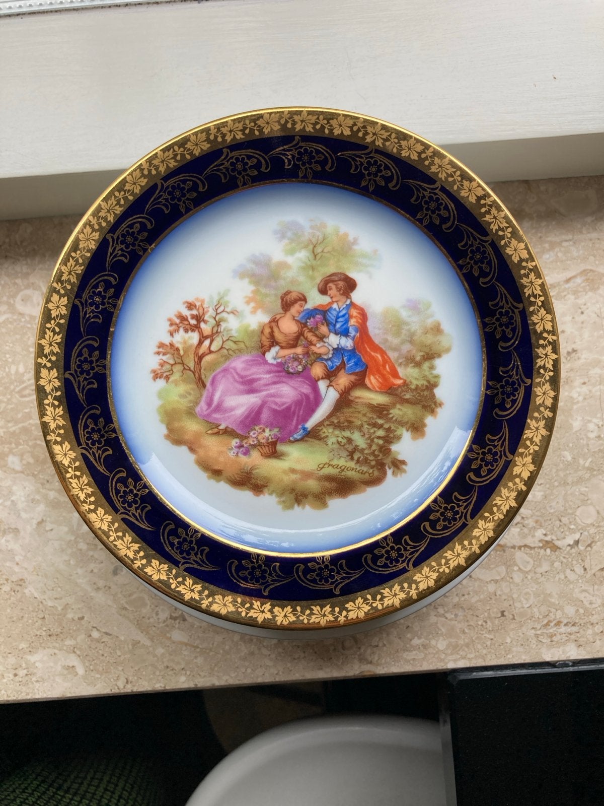 Fragonard | Goudeville Limoges | Bord | Kobaltblauw verguld, Antiek en Kunst, Ophalen of Verzenden