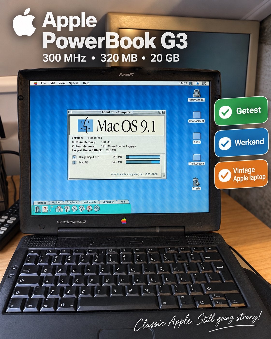 Apple PowerBook G3 300MHz 20GB – RUILEN e-bike/step, Ophalen of Verzenden, Apple