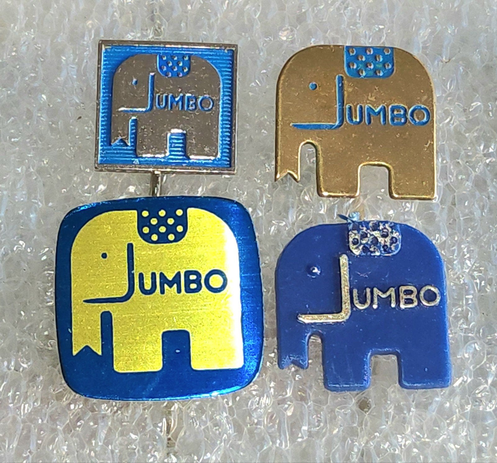 4 Jumbo Speldjes - Spellen, Verzamelen, Speldjes, Pins en Buttons, Ophalen of Verzenden, Gebruikt, Overige onderwerpen, Speldje of Pin