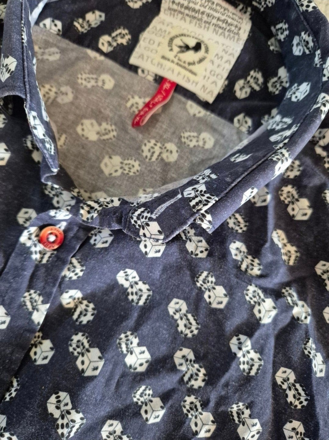A Fish Named Fred blouse overhemd Dobbelstenen maat L, Kleding | Heren, Blauw, ., Ophalen of Verzenden, Zo goed als nieuw